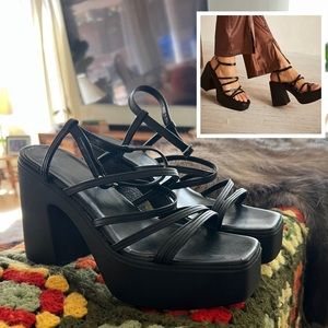 Free People Zoe Strappy Platform Sandals Black 39